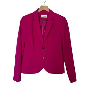 Calvin Klein Hot Pink Lined Blazer with Gold Buttons